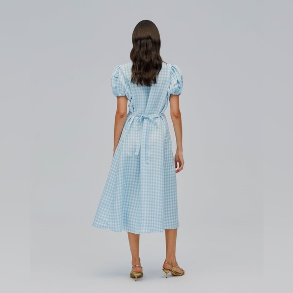 NWT SLEEPER The Genus Rosa Linen Blend Gingham Midi Dress in Blue Vichy Sz XL - Picture 13 of 15